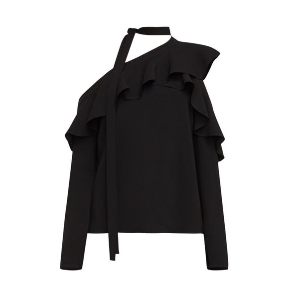 New* BCBGMAXAZRIA COLD SHOULDER VERONIKA TOP BLACK COLOR SIZE S $198 - Picture 6 of 7